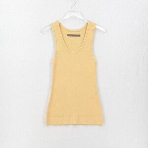 ENZA COSTA Boucle Knit Tunic Top Womens Medium Bleach Sand Ribbed Quiet Luxury